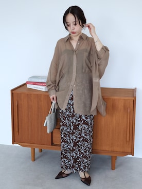 「reca（レカ）の迷わず着れる！大人のロングプリーツスカート（スカート、ブラック系）」を使った、konさん（レディース・154cm）の夏コーディネート