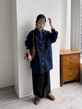「アイテム（デニムジャケット）」を使った、konさん（レディース・154cm）の秋コーディネート