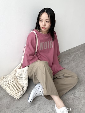 「reca（レカ）のアイテム（Tシャツ/カットソー）」を使った、konさん（レディース・154cm）の春コーディネート