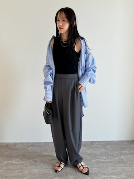 「150cm台コーデ」｜「アイテム（スラックス）」を使った、konさん（レディース・154cm）の冬コーディネート
