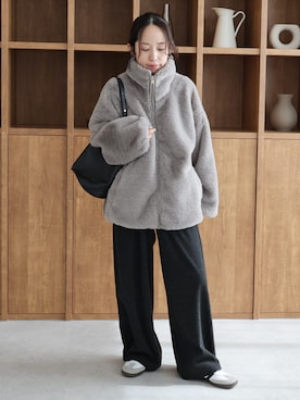 「reca（レカ）のファースタンドコート（その他アウター、グレー系）」を使った、konさん（レディース・154cm）の秋コーディネート