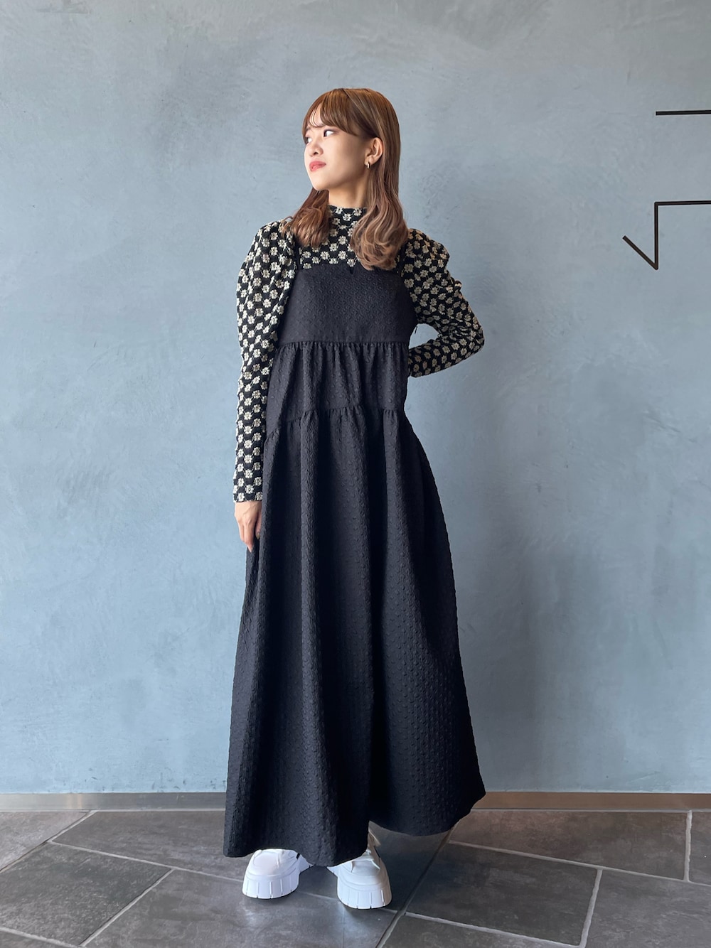 【まぁさま専用】lui's femme バッグデザインジャガードキャミワンピース Lui's（ルイス）の「バックデザインジャガードキャミワンピース