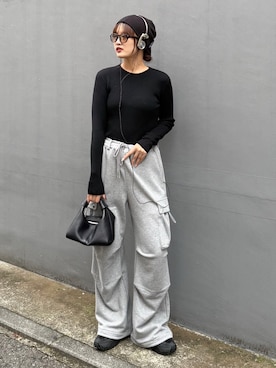 「アイテム（スウェットパンツ）」を使った、mayさん（レディース・164cm）の秋コーディネート
