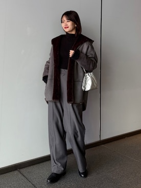 「アイテム（ムートンコート）」を使った、mayさん（レディース・164cm）の秋コーディネート