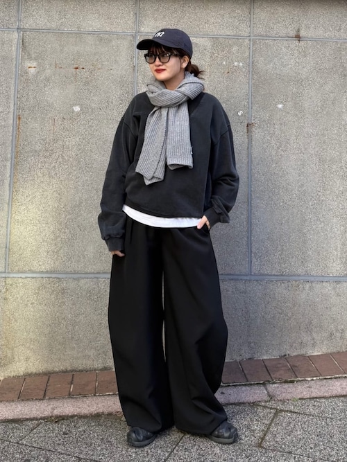 ベルテッドダブルクロスバルーンカーブスラックスパンツ