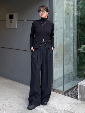 「アイテム（スラックス）」を使った、mayさん（レディース・164cm）の秋コーディネート