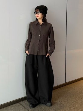 「アイテム（スラックス）」を使った、mayさん（レディース・164cm）の秋コーディネート