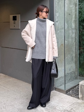 「アイテム（ムートンコート）」を使った、mayさん（レディース・164cm）の秋コーディネート