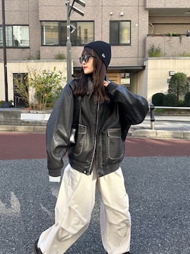 「アイテム（カーゴパンツ）」を使った、mayさん（レディース・164cm）の冬コーディネート