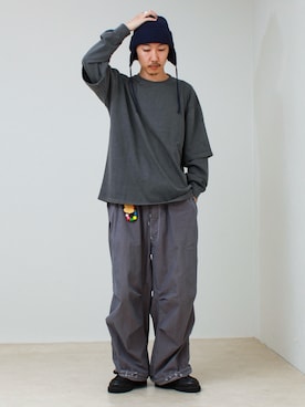 「GLOSTER（グロスター）のアイテム」を使った、須山さん（メンズ・177cm）の秋コーディネート