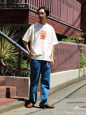 「GLOSTER（グロスター）のアイテム」を使った、須山さん（メンズ・177cm）の春コーディネート