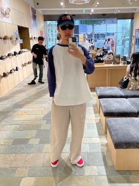 「A.Kjaerbede（エキアビド）の【A.kjaerbede/エキアビド】CHARLIE（サングラス、ブラック系）」を使った、須山さん（メンズ・177cm）の春コーディネート