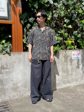 「GLOSTER（グロスター）のアイテム」を使った、須山さん（メンズ・177cm）の春コーディネート