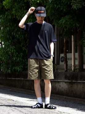 「アイテム（帽子）」を使った、須山さん（メンズ・177cm・30代）の春コーディネート