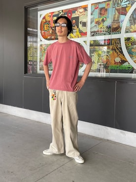 「GLOSTER（グロスター）のアイテム」を使った、須山さん（メンズ・177cm）の夏コーディネート