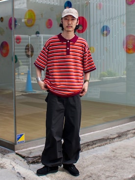 「ごきげんウィーク」｜「アイテム（モカシン/デッキシューズ）」を使った、須山さん（メンズ・177cm）の春コーディネート