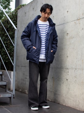 ダウンジャケット コートを使った ネイビー のメンズ人気ファッションコーディネート Wear