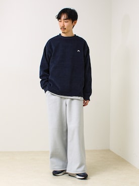 「アイテム（スウェット）」を使った、須山さん（メンズ・177cm・30代）の冬コーディネート