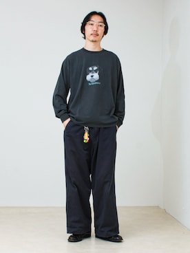 「GLOSTER（グロスター）のアイテム」を使った、須山さん（メンズ・177cm）の夏コーディネート