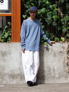 「ARMY TWILL（アーミーツイル）のアイテム（Tシャツ/カットソー）」を使った、須山さん（メンズ・177cm）の夏コーディネート