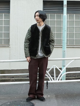 「アイテム（ブルゾン）」を使った、須山さん（メンズ・177cm・30代）の冬コーディネート
