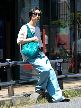 「GLOSTER（グロスター）のアイテム」を使った、須山さん（メンズ・177cm）の春コーディネート