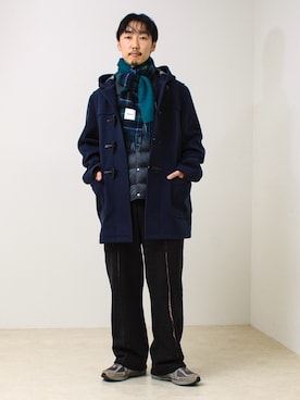 「アイテム（ダッフルコート）」を使った、須山さん（メンズ・177cm）の冬コーディネート