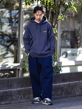 「PENDLETON（ペンドルトン）のアイテム（パーカー）」を使った、須山さん（メンズ・177cm）の冬コーディネート