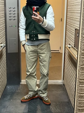 「アイテム（スタジャン）」を使った、cacchiさん（メンズ・165cm）の冬コーディネート