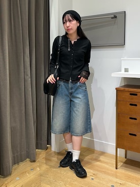 「ASICS（アシックス）の(asics)GEL-NYC（スニーカー、ブラック系）」を使った、みゆさん（レディース・160cm）の春コーディネート