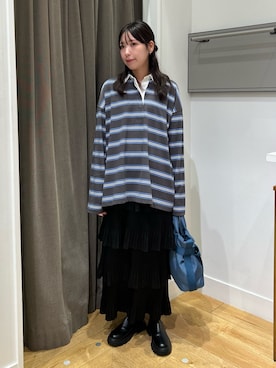 「OUTDOOR PRODUCTS（アウトドアプロダクツ）の【ブルー・ブラウンROSE BUD別注カラー】(OUTDOOR)2WAY BELT BAG（ショルダーバッグ）」を使った、みゆさん（レディース・160cm）の秋コーディネート