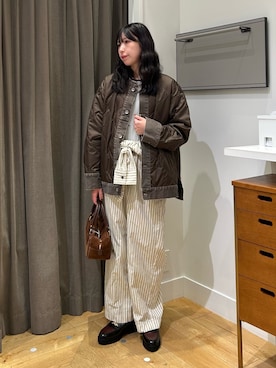 「アイテム（つなぎ/オールインワン）」を使った、みゆさん（レディース・160cm）の秋コーディネート