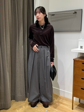 「アイテム（ポロシャツ）」を使った、みゆさん（レディース・160cm）の冬コーディネート