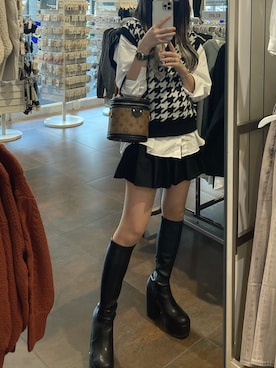 「チドリ柄」｜「アイテム（ブーツ）」を使った、Nana.さん（レディース・160cm）の秋コーディネート