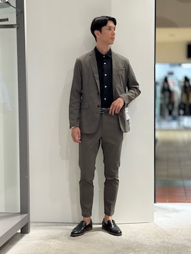 「アイテム（テーラードジャケット、ブラウン系）」を使った、BJさん（メンズ・178cm）の夏コーディネート