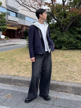 「アイテム（テーラードジャケット）」を使った、BJさん（メンズ・178cm）の秋コーディネート