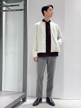 「アイテム（ライダースジャケット）」を使った、BJさん（メンズ・178cm）の秋コーディネート