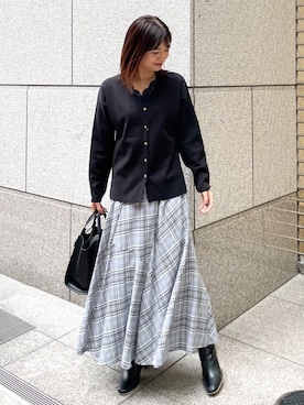 「チェック柄に恋してる」｜「アイテム（トートバッグ）」を使った、MAMIさん（レディース・156cm）の秋コーディネート