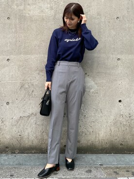 「ロゴニット」｜「アイテム（その他シューズ）」を使った、MAMIさん（レディース・156cm）の冬コーディネート