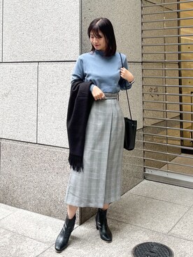 「チェック柄に恋してる」｜「アイテム（ブーツ）」を使った、MAMIさん（レディース・156cm）の秋コーディネート