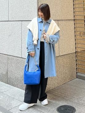 「ROPE' PICNIC（ロペピクニック）のアイテム（ステンカラーコート）」を使った、MAMIさん（レディース・156cm）の春コーディネート
