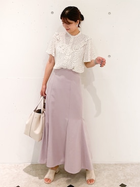 「ROPE' PICNIC（ロペピクニック）のドット/無地フリルブラウス（シャツ/ブラウス）」を使った、MAMIさん（レディース・156cm）の夏コーディネート