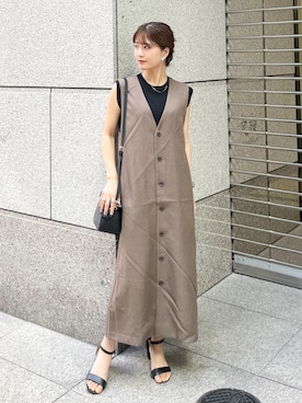 「ROPE' PICNIC（ロペピクニック）のバニティショルダーバッグ（ショルダーバッグ）」を使った、MAMIさん（レディース・156cm）の夏コーディネート