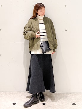 「ROPE' PICNIC（ロペピクニック）のアイテム（MA-1）」を使った、MAMIさん（レディース・156cm）の冬コーディネート
