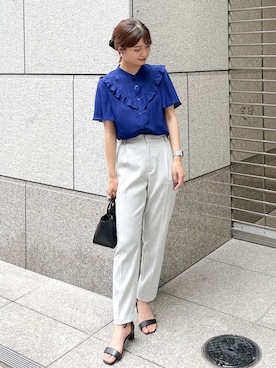 「ROPE' PICNIC（ロペピクニック）のドット/無地フリルブラウス（シャツ/ブラウス）」を使った、MAMIさん（レディース・156cm）の夏コーディネート