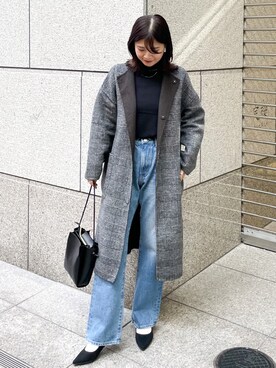 「チェック柄に恋してる」｜「アイテム（その他アウター）」を使った、MAMIさん（レディース・156cm）の冬コーディネート