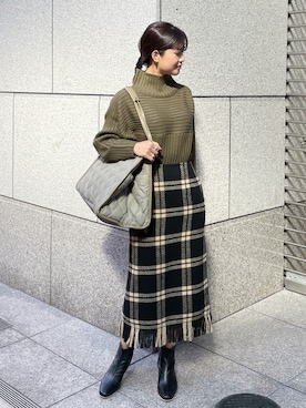「チェック柄に恋してる」｜「アイテム（トートバッグ）」を使った、MAMIさん（レディース・156cm）の秋コーディネート