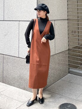 「タートルネック」｜「アイテム（キャスケット）」を使った、MAMIさん（レディース・156cm）の秋コーディネート