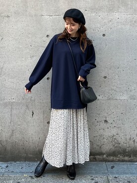 「マイベストコーデ2022」｜「アイテム（ハンチング/ベレー帽）」を使った、MAMIさん（レディース・156cm）の冬コーディネート