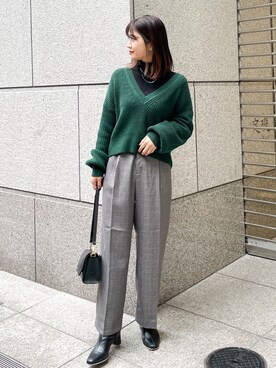 「チェック柄に恋してる」｜「アイテム（トートバッグ）」を使った、MAMIさん（レディース・156cm）の秋コーディネート